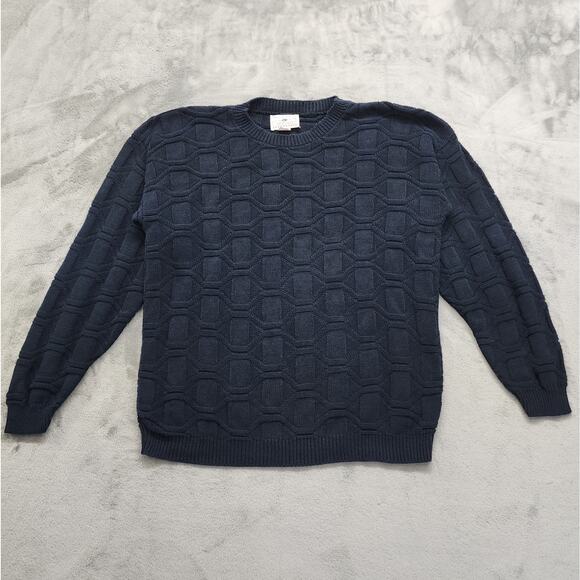 Vintage Worthington Essentials Sweater Womens XL Navy Blue Crew Neck Chunky Knit - Picture 1 of 7